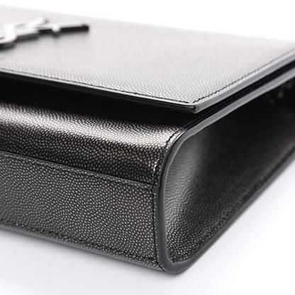 Saint Laurent Metallic Grain De Poudre Medium Classic Monogram Kate Satchel Dark Lead 8 of 10