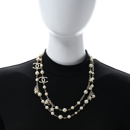 Chanel Crystal Pearl No 5 CC Long Necklace Light Gold 3 of 4