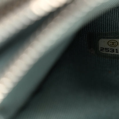 Chanel Caviar Chevron Quilted Small Clutch With Chain Light Blue 8 of 11