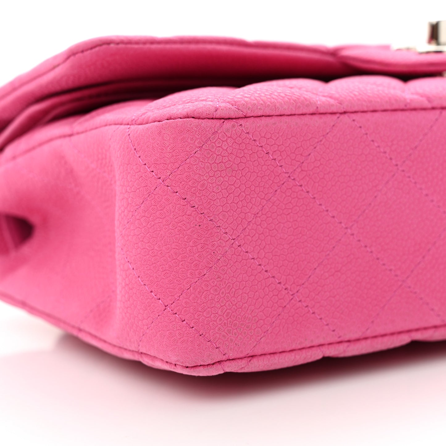 Iridescent Caviar Quilted Medium Double Flap Pink