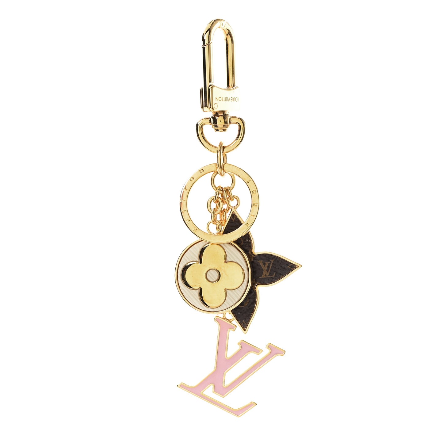 Metal Monogram Epi Spring Street Bag Charm Key Holder Gold