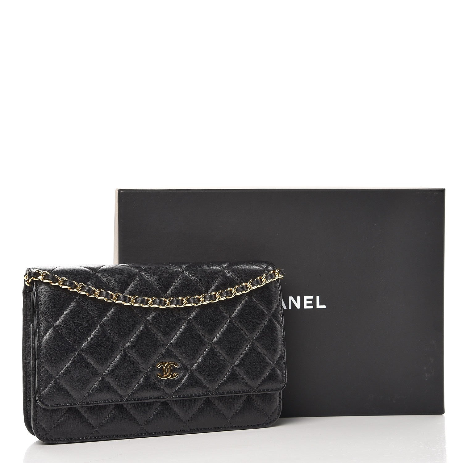 Chanel Lambskin Quilted Wallet On Chain WOC Black 10 of 10