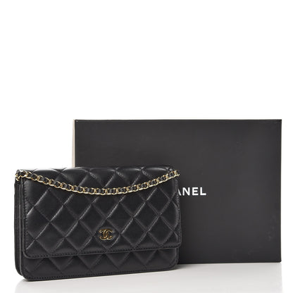 Chanel Lambskin Quilted Wallet On Chain WOC Black 10 of 10
