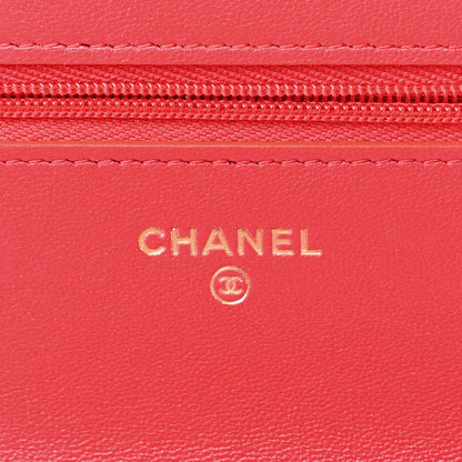 Chanel Lambskin Plexiglass Quilted Coco Love Wallet On Chain WOC Red 6 of 12