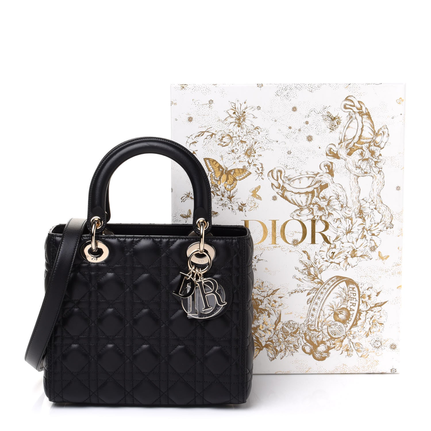 Christian Dior Lambskin Cannage Medium Lady Dior Black 13 of 13