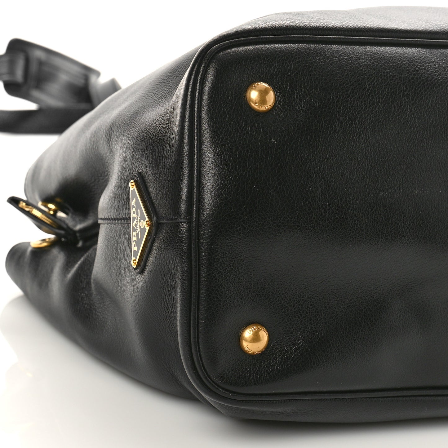 Glace Calfskin Embossed Logo Tote Black