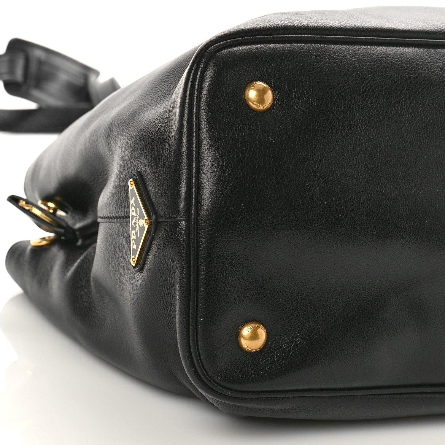 Prada Glace Calfskin Embossed Logo Tote Black 7 of 8