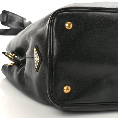 Prada Glace Calfskin Embossed Logo Tote Black 7 of 8