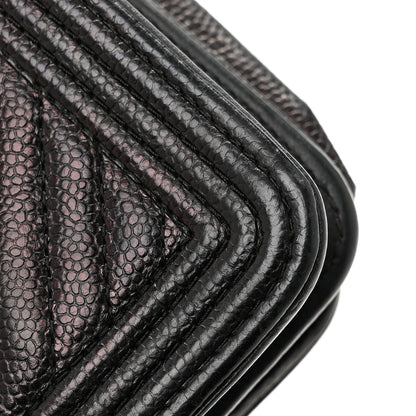 Chanel Caviar Chevron Quilted Boy Wallet On Chain WOC Black 12 of 14