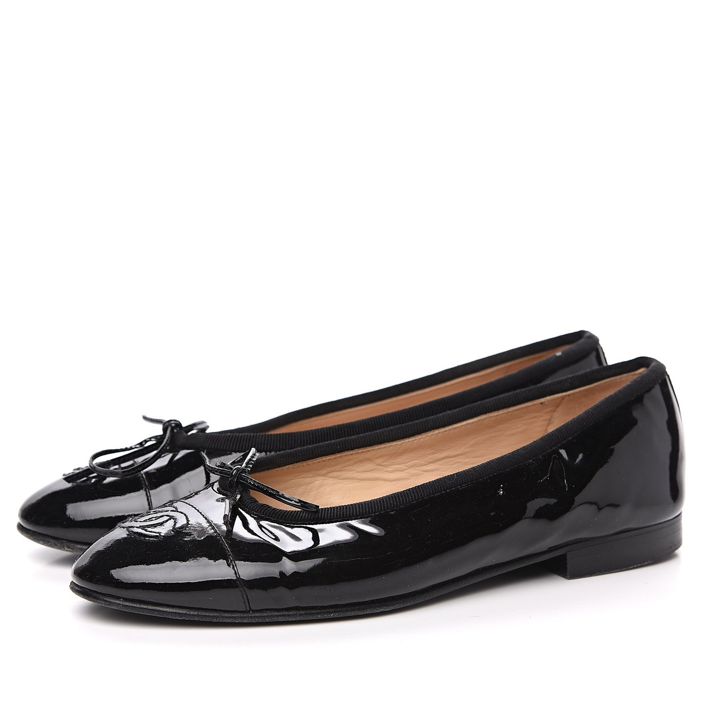 Patent CC Cap Toe Ballerina Flats 35.5 Black