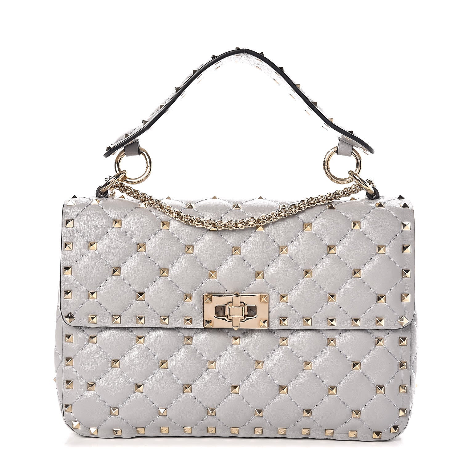 Valentino Garavani Nappa Medium Rockstud Spike Shoulder Bag Pastel Grey 1 of 6