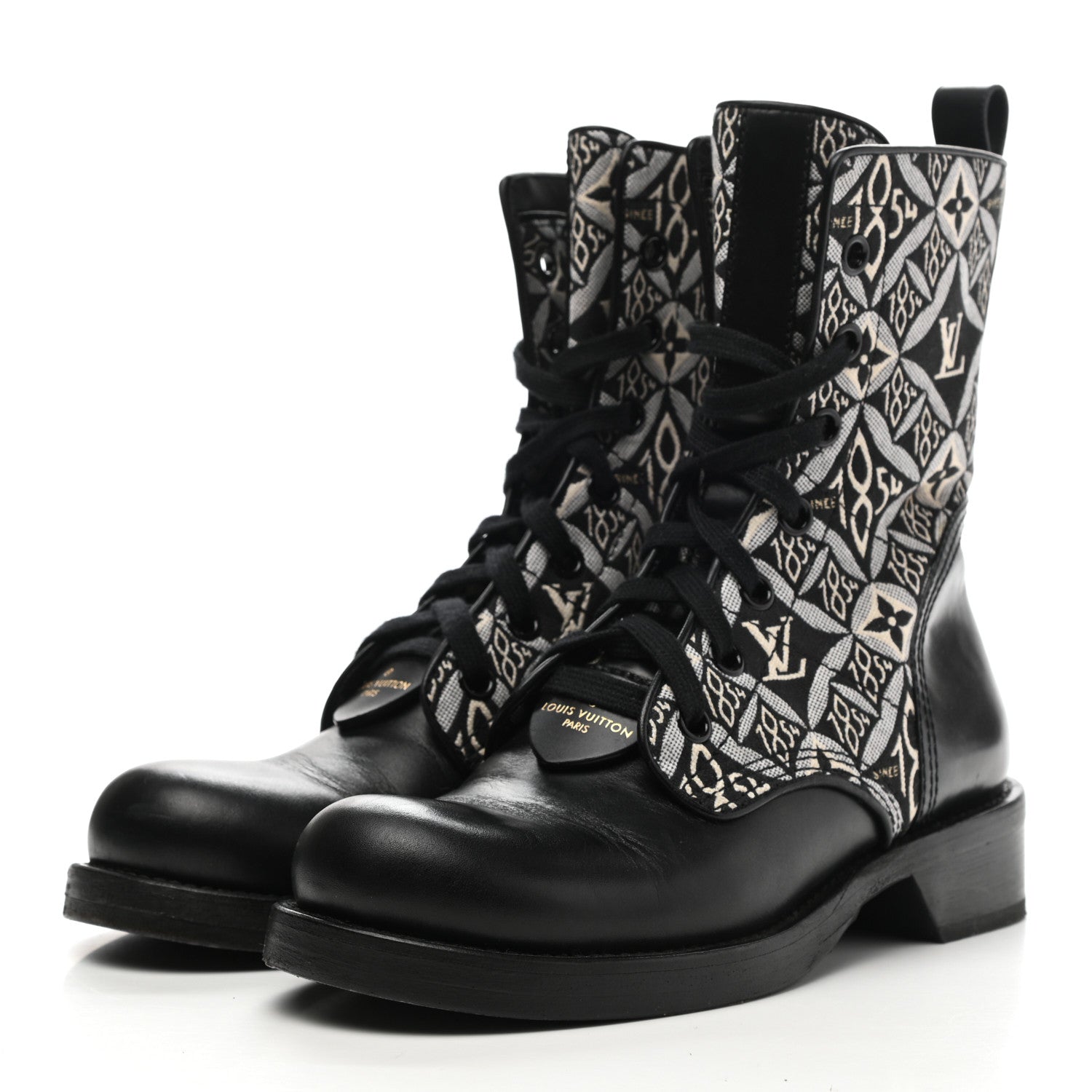 Louis Vuitton Jacquard Calfskin Since 1854 Metropolis Flat Ranger Boot 38.5 Gray 3 of 11