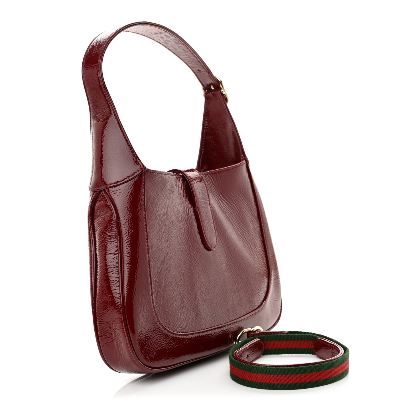 Patent Calfskin Small Jackie Shoulder Bag Rosso