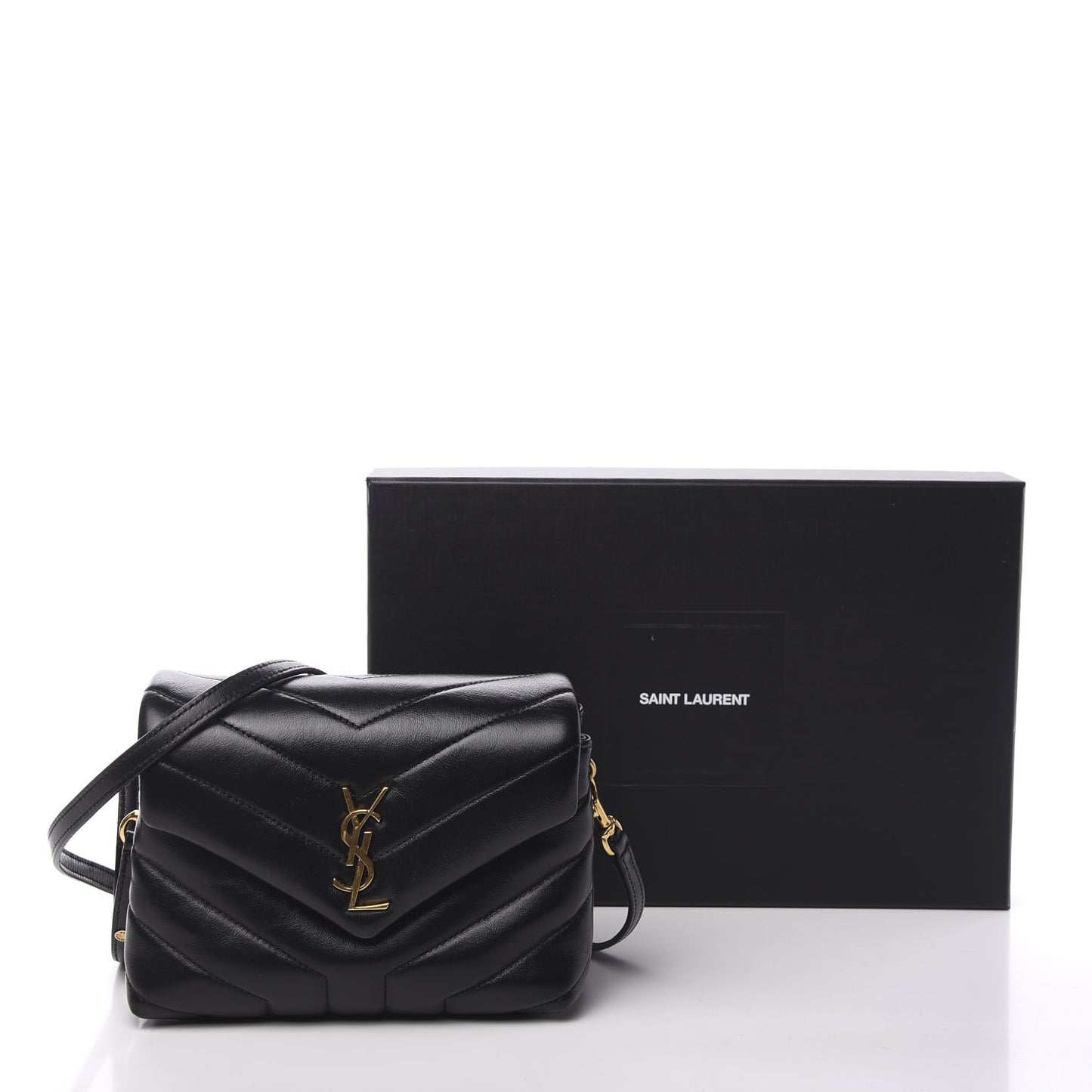 Calfskin Y Quilted Monogram Toy Loulou Crossbody Bag Black