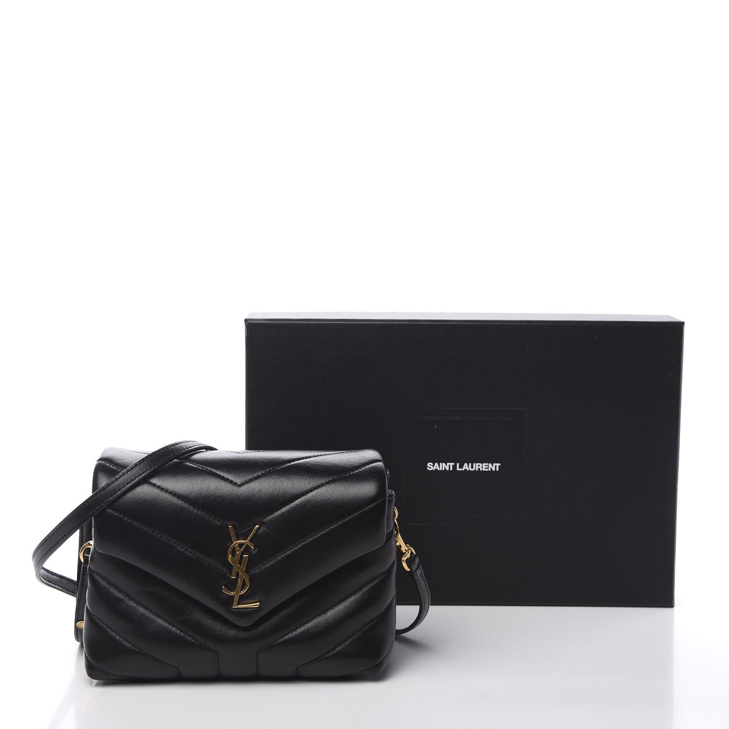 Saint Laurent Calfskin Y Quilted Monogram Toy Loulou Crossbody Bag Black 10 of 10