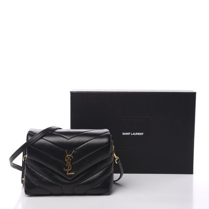 Saint Laurent Calfskin Y Quilted Monogram Toy Loulou Crossbody Bag Black 10 of 10