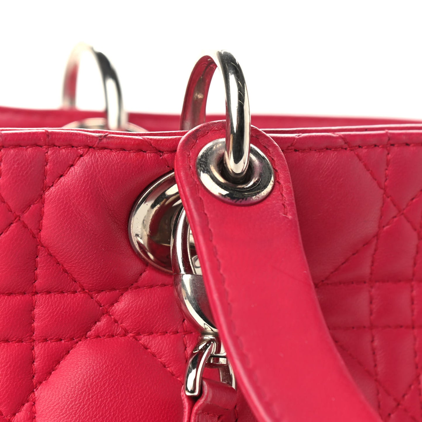 Lambskin Cannage Large Lady Dior Fuchsia