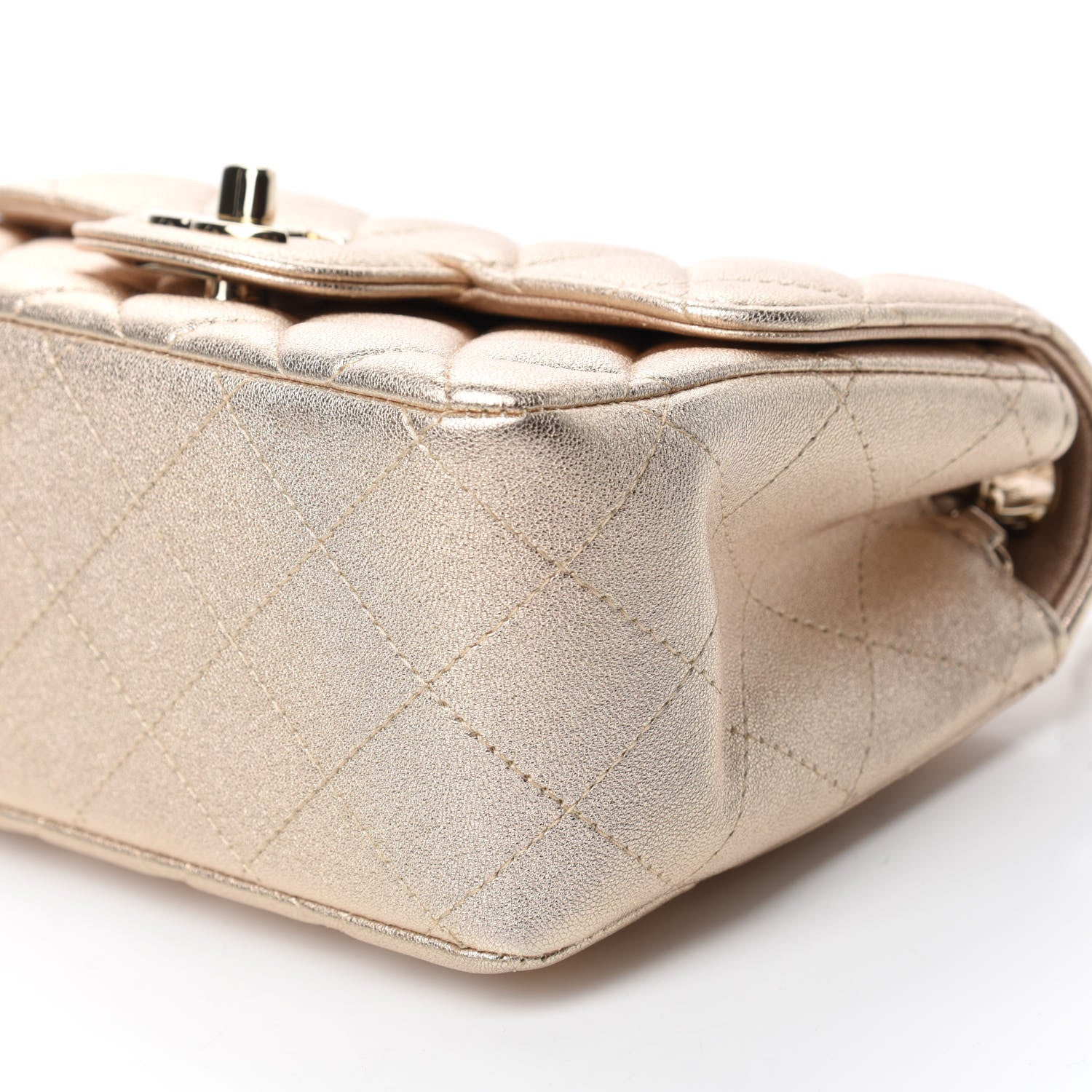 Chanel Metallic Lambskin Quilted Mini Square Flap Gold 7 of 10