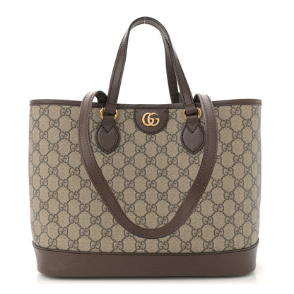 Gucci GG Supreme Monogram Textured Calfskin Small Ophidia Shoulder Tote Bag Beige Ebony New Acero 1 of 12