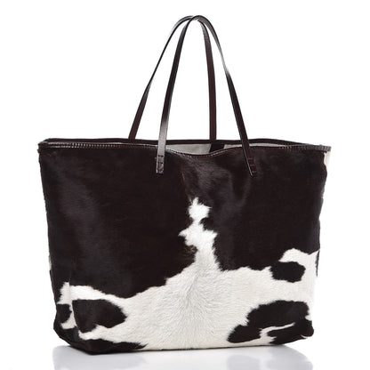 Fendi Calf Hair Shopping Tote Brown White 3 of 9
