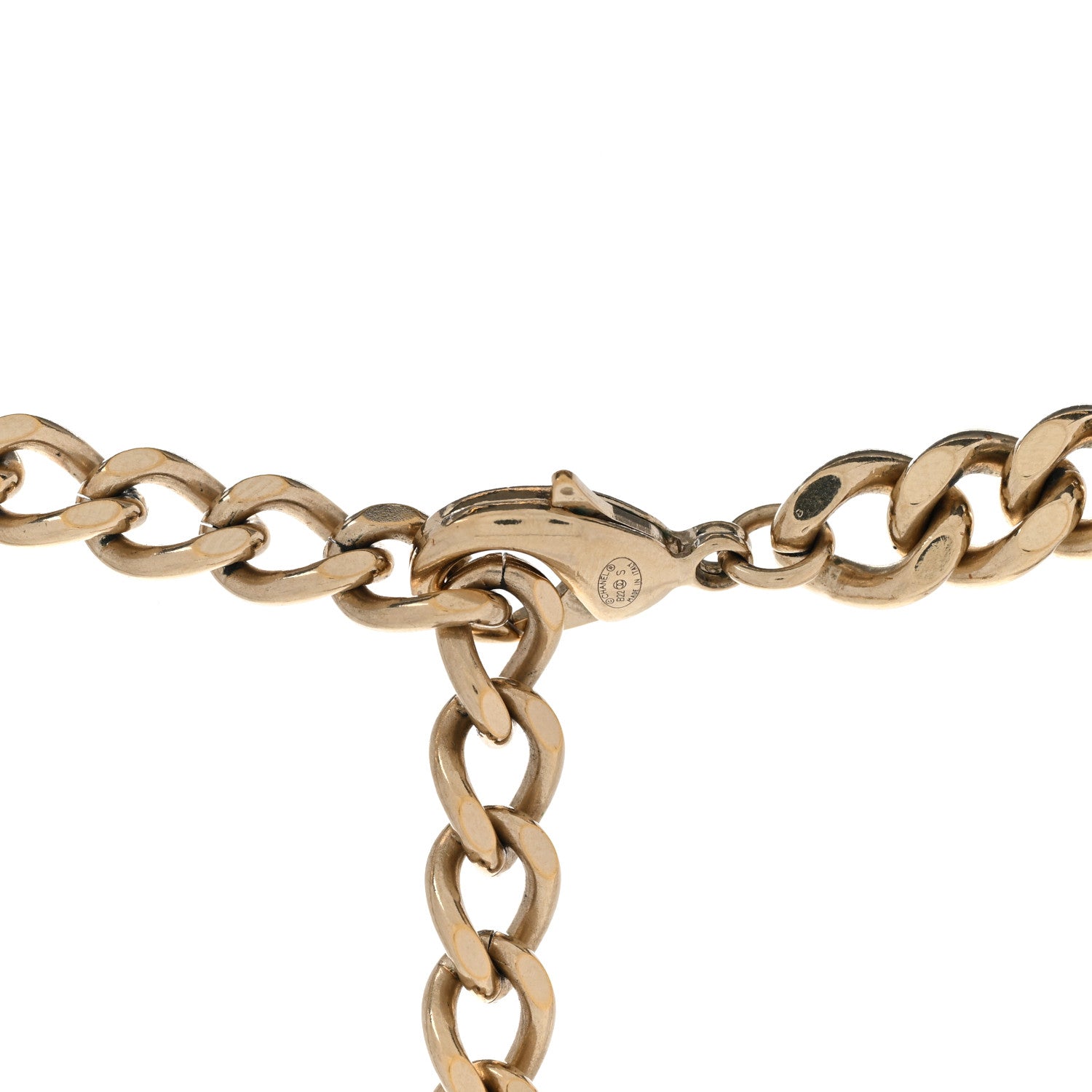 Chanel Metal Enamel Chain CC Choker Gold White 5 of 6