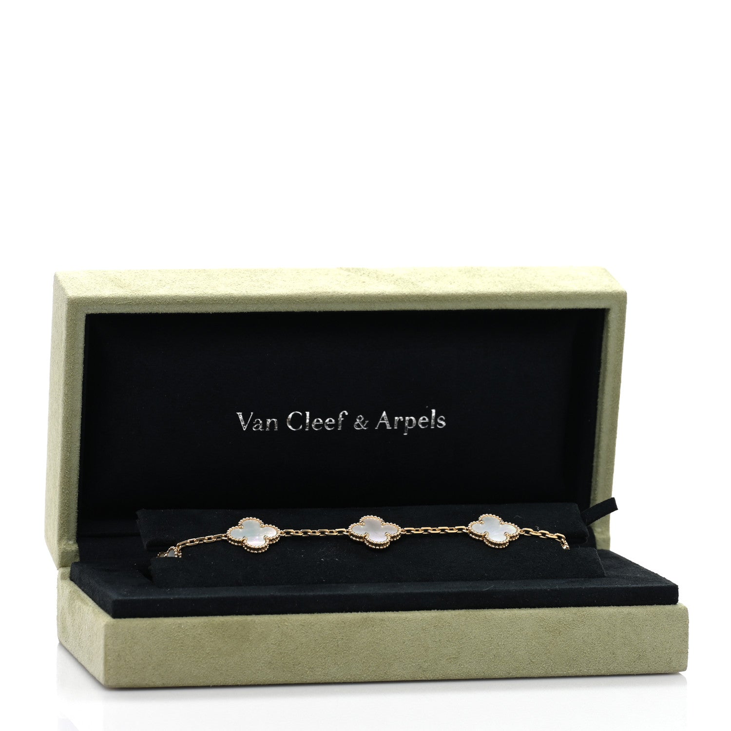 Van Cleef & Arpels 18K Yellow Gold Mother of Pearl 5 Motifs Vintage Alhambra Bracelet 4 of 4