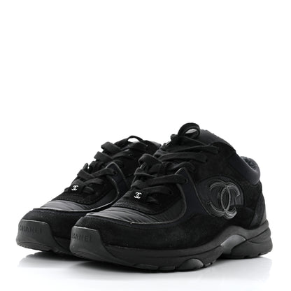 Chanel Fabric Calfskin Suede CC Sneakers 38 Black 3 of 8