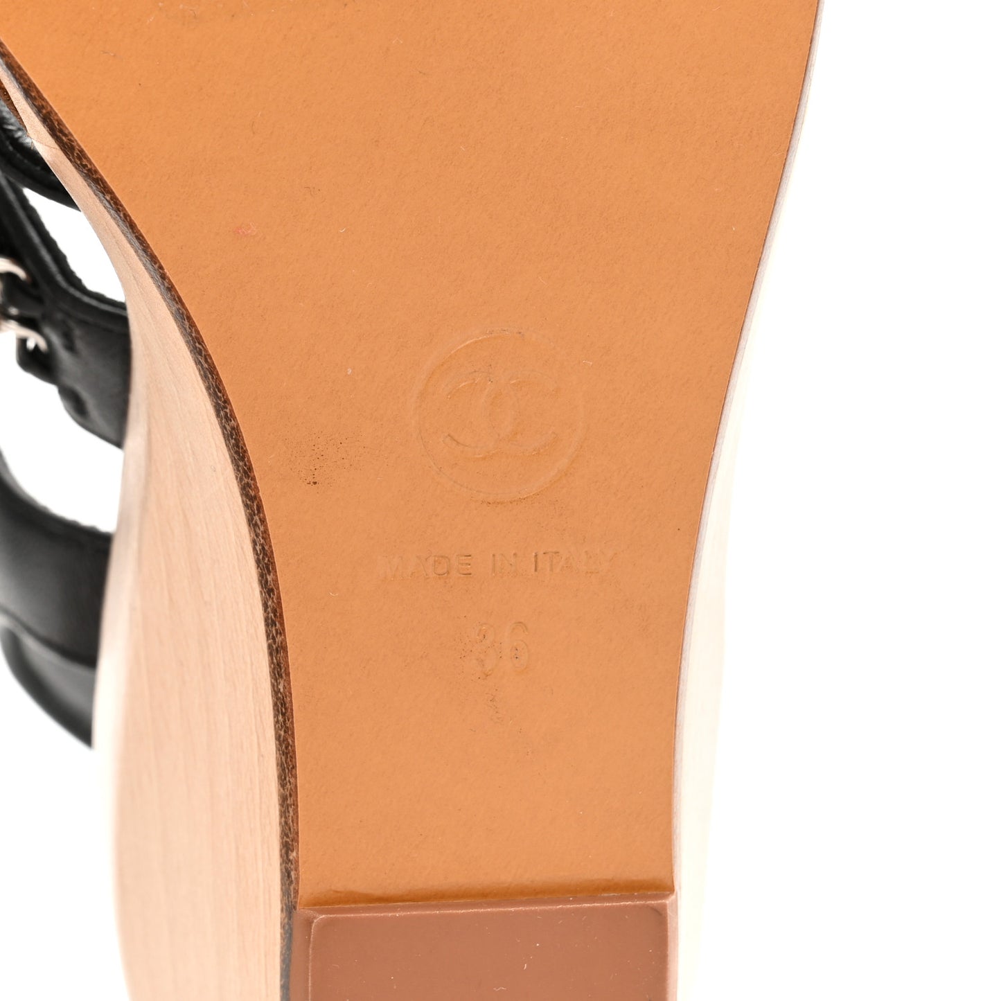 Lambskin Quilted Chain Wedge Sandals 36 Black