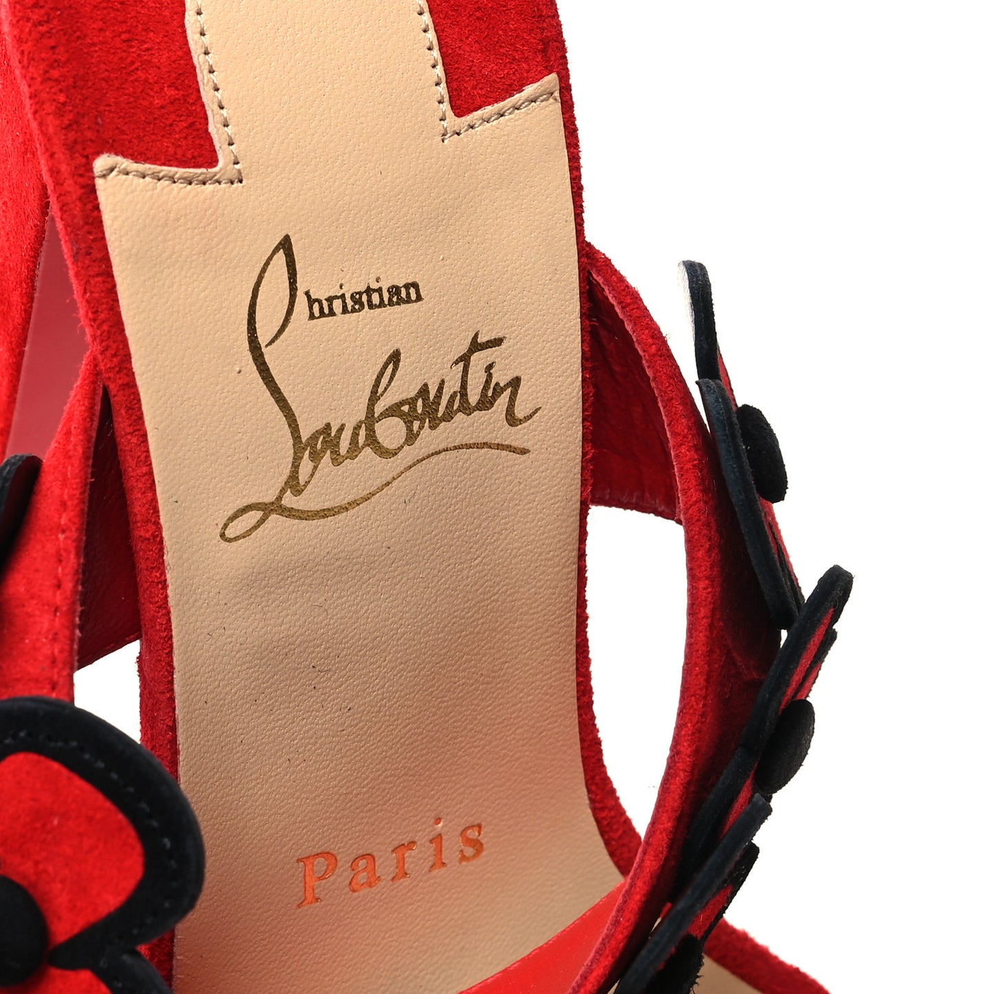 Veau Velours Tres Pansy 85 Slide Sandals 37 Red Black
