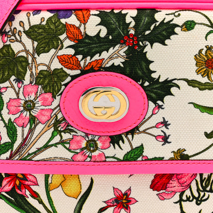 Gucci Canvas Flora Floral Shoulder Bag White Fuchsia Fluo 14 of 46