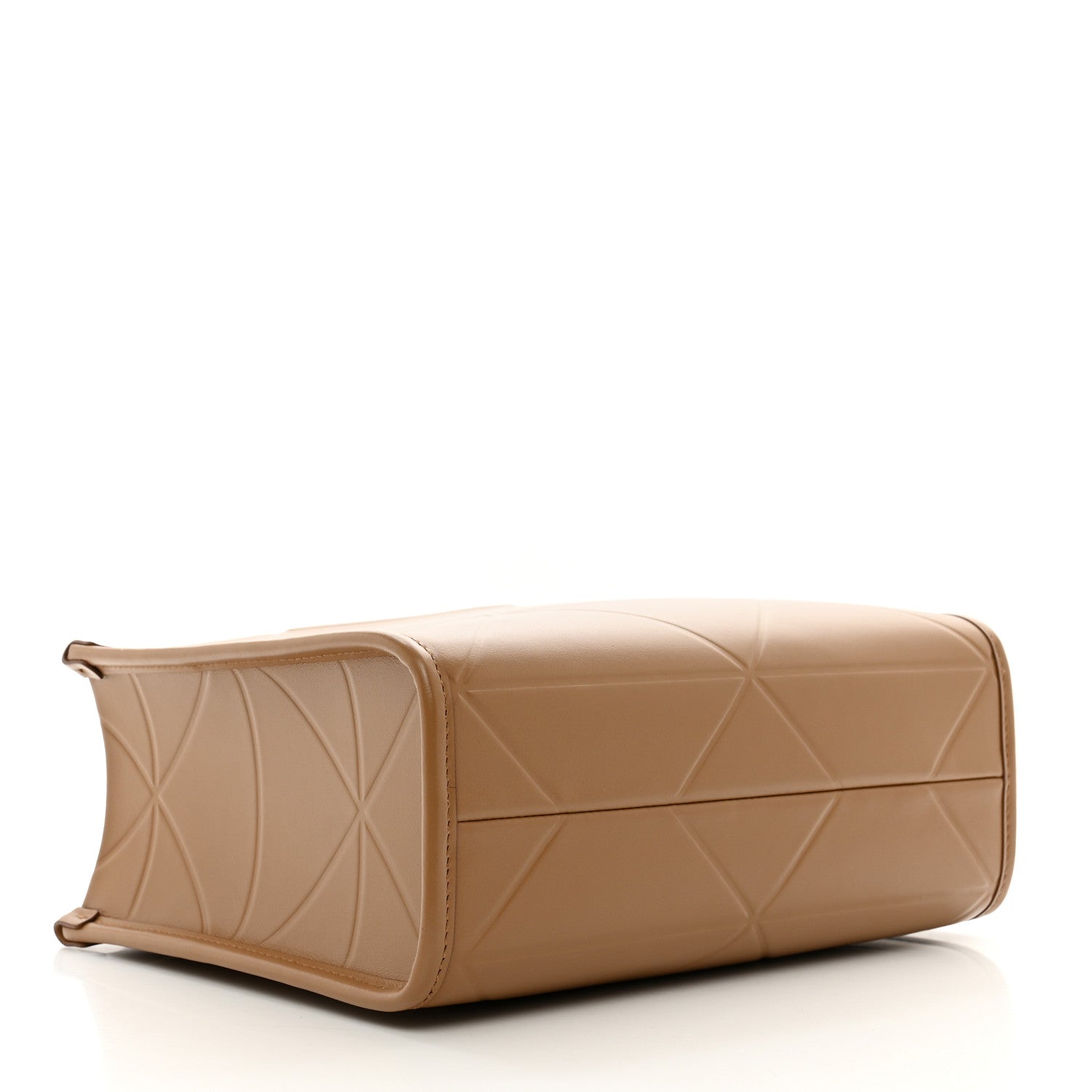 Prada Soft Calfskin Triangolo Symbole Embossed Mini Tote Caramel 3 of 8