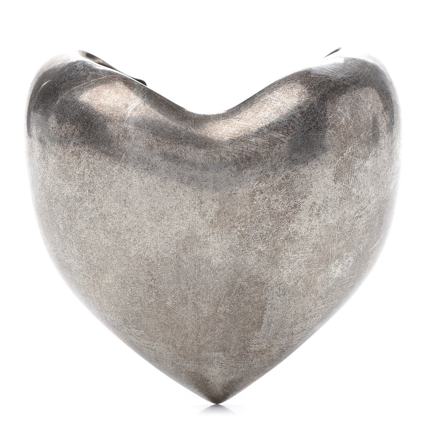 Brass Heart Cuff Bracelet Palladium