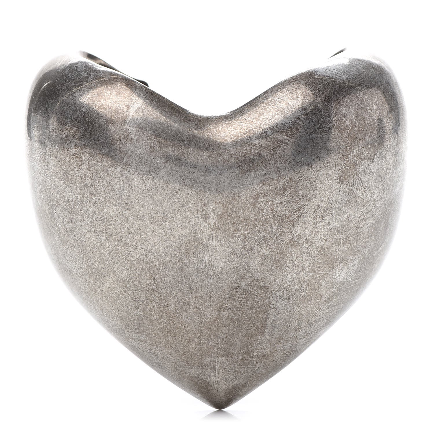 Saint Laurent Brass Heart Cuff Bracelet Palladium 1 of 5