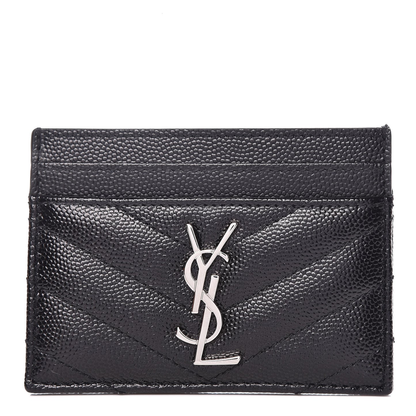 Grain De Poudre Matelasse Chevron Monogram Credit Card Case Black