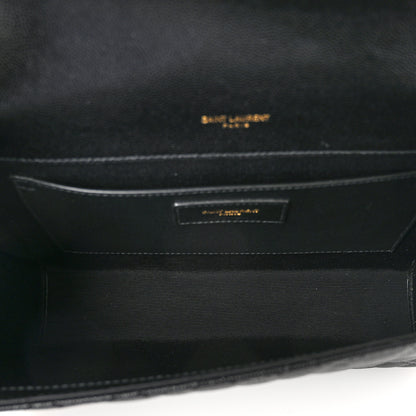 Saint Laurent Grain De Poudre Textured Mixed Matelasse Triquilt Medium Monogram Satchel Black 5 of 10