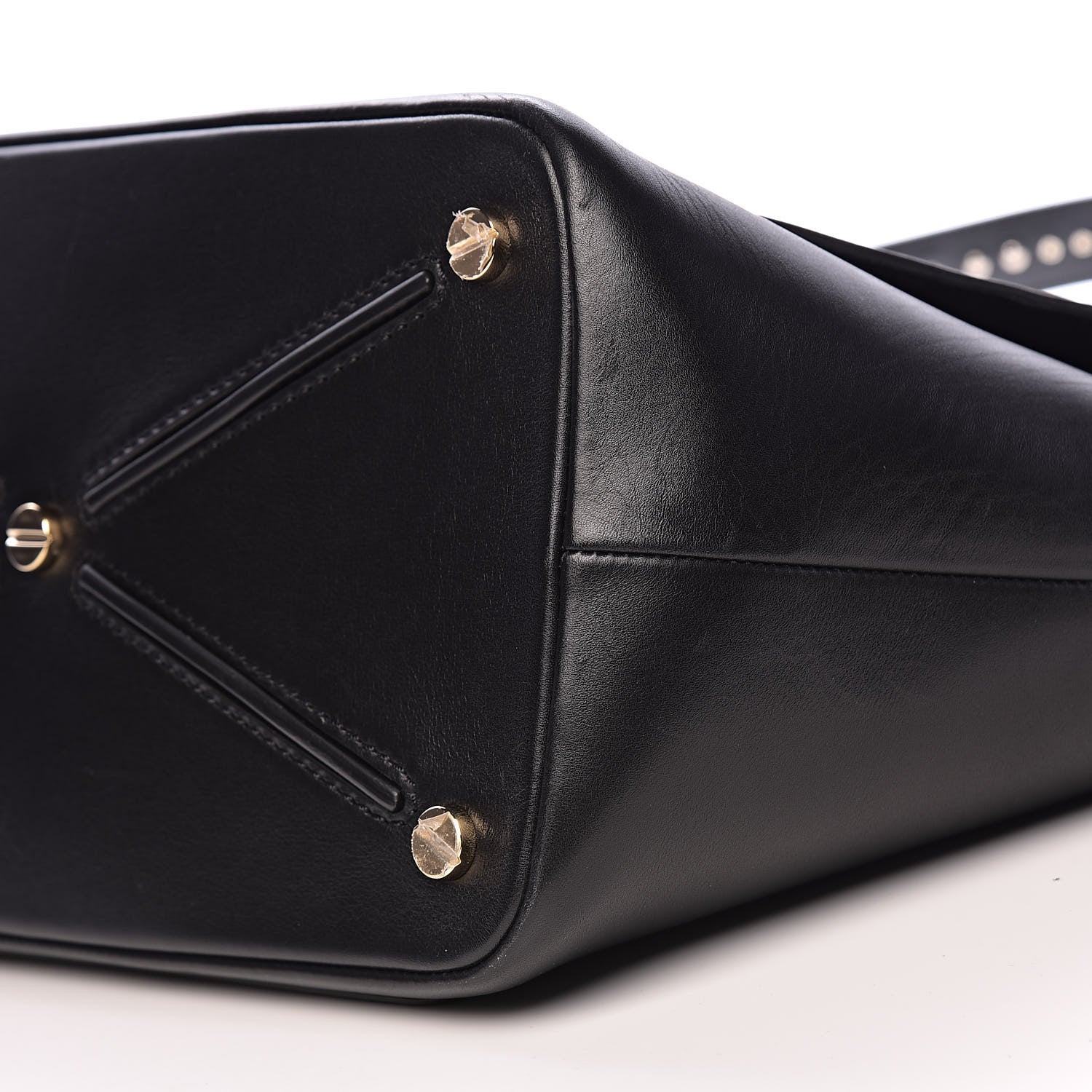 Valentino Garavani Calfskin Rockstud Medium Demilune Double Handle Satchel Black 18 of 23
