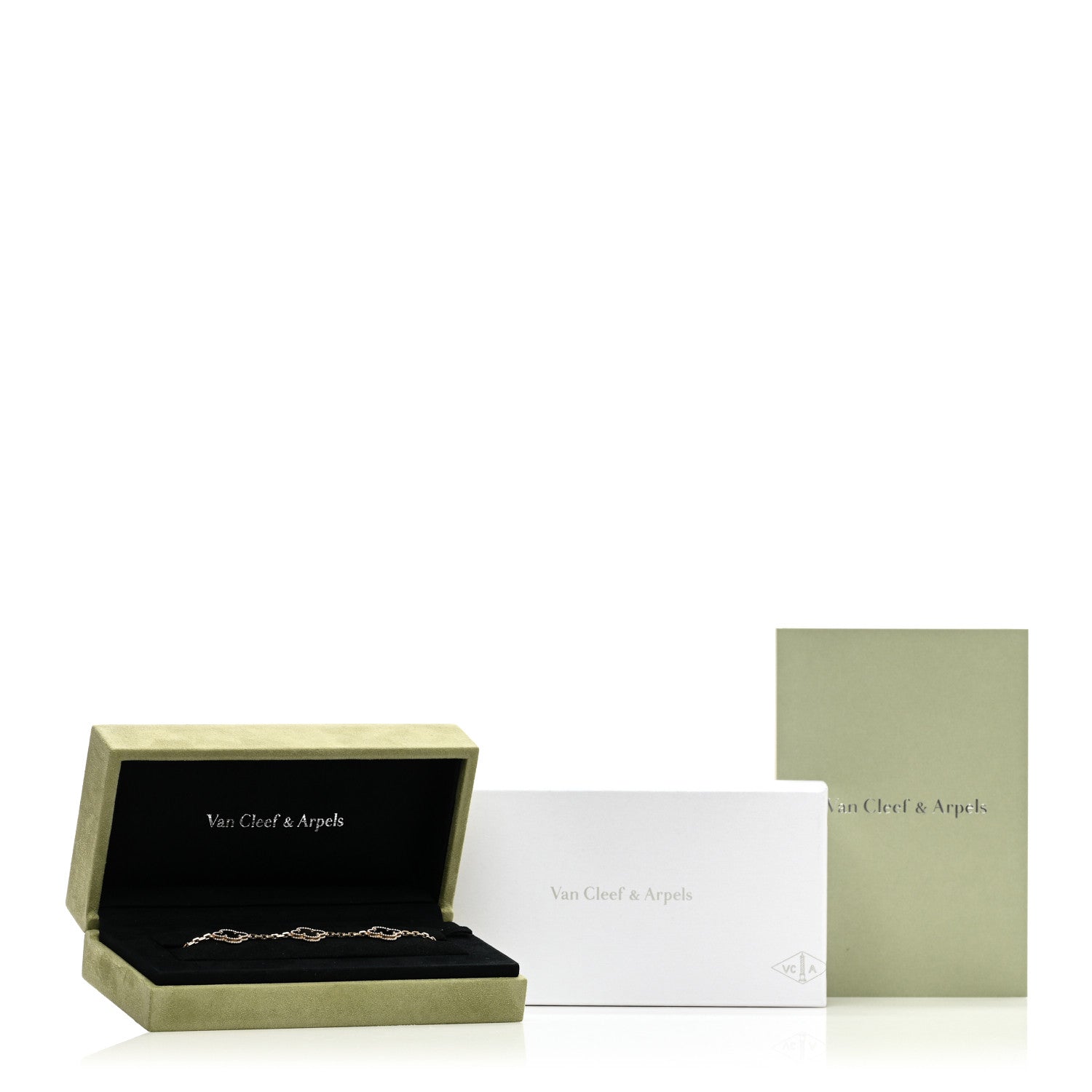 Van Cleef & Arpels 18K Rose Gold Gray Mother of Pearl 5 Motifs Vintage Alhambra Bracelet 4 of 4