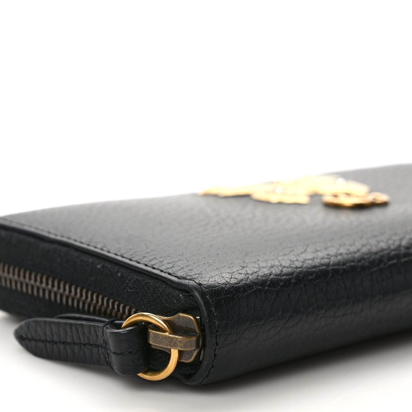 Calfskin Butterfly Zip Around Wallet Black