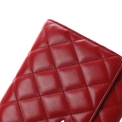 Chanel Lambskin Quilted Wallet On Chain WOC Red 11 of 11