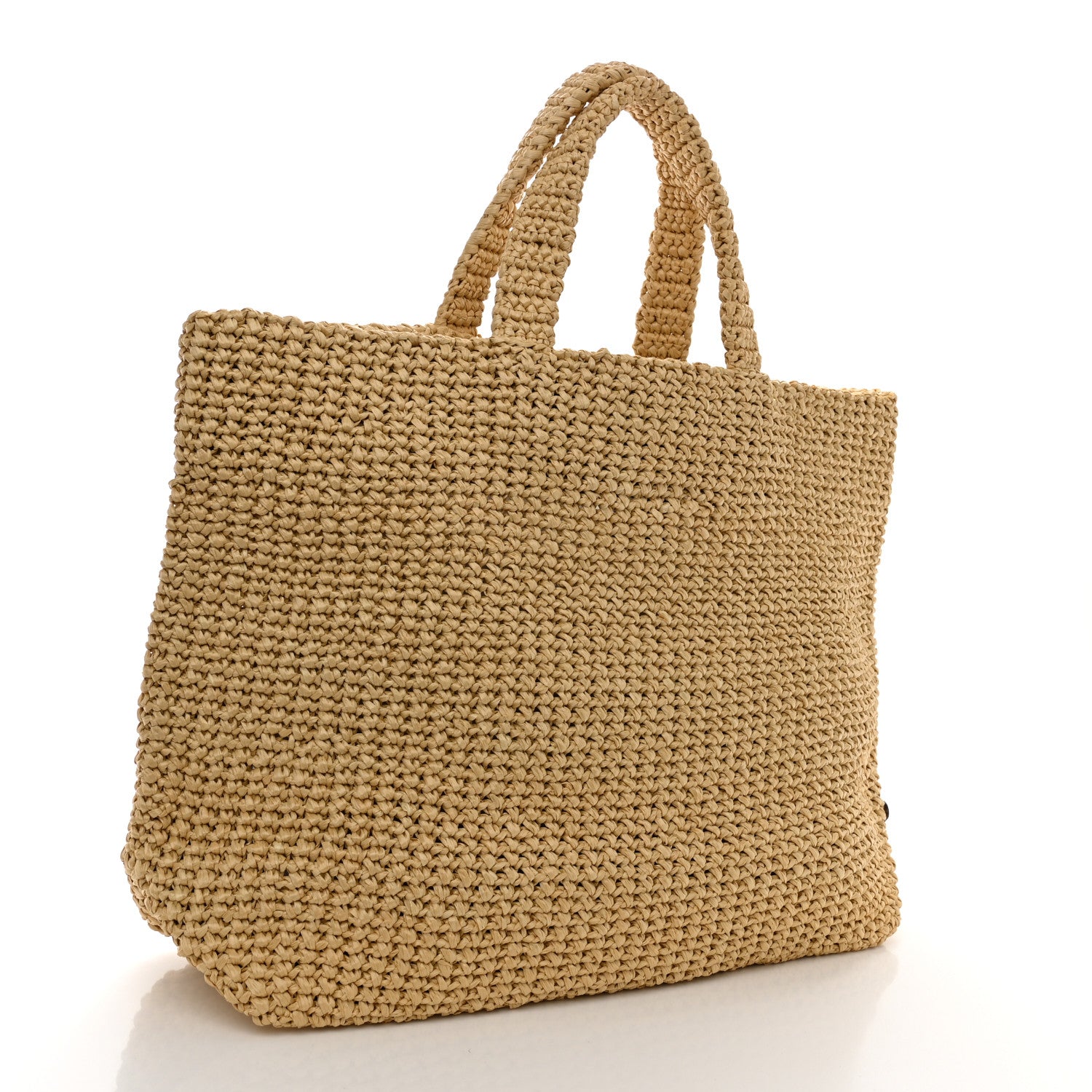 Prada Yarn Raffia Effect Crochet Embroidered Logo Tote Naturale 3 of 9