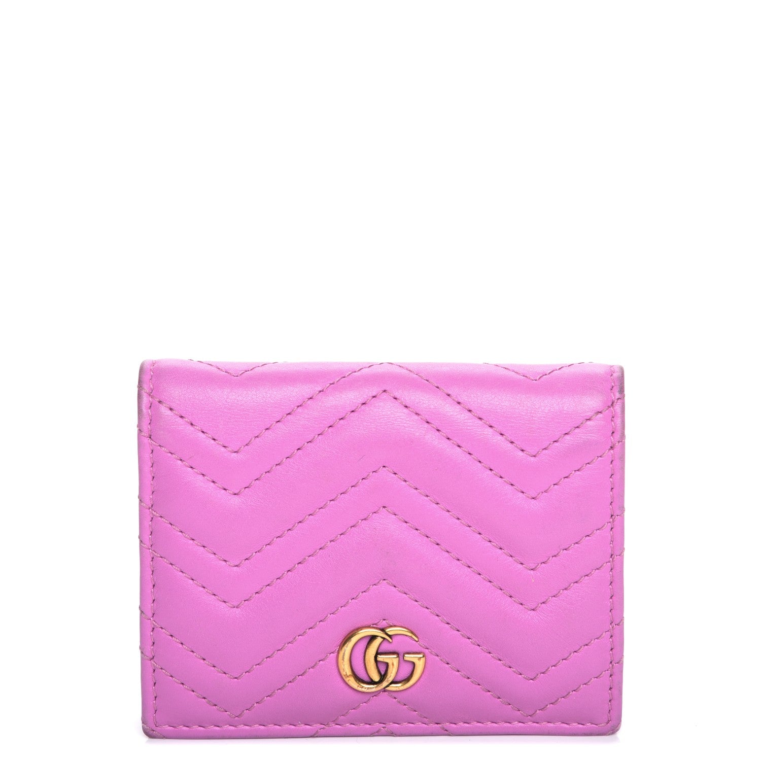 Gucci Calfskin Matelasse GG Marmont Card Case Candy Mousse 1 of 8