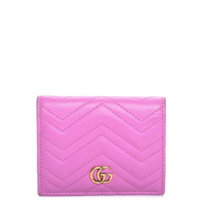 Gucci Calfskin Matelasse GG Marmont Card Case Candy Mousse 1 of 8
