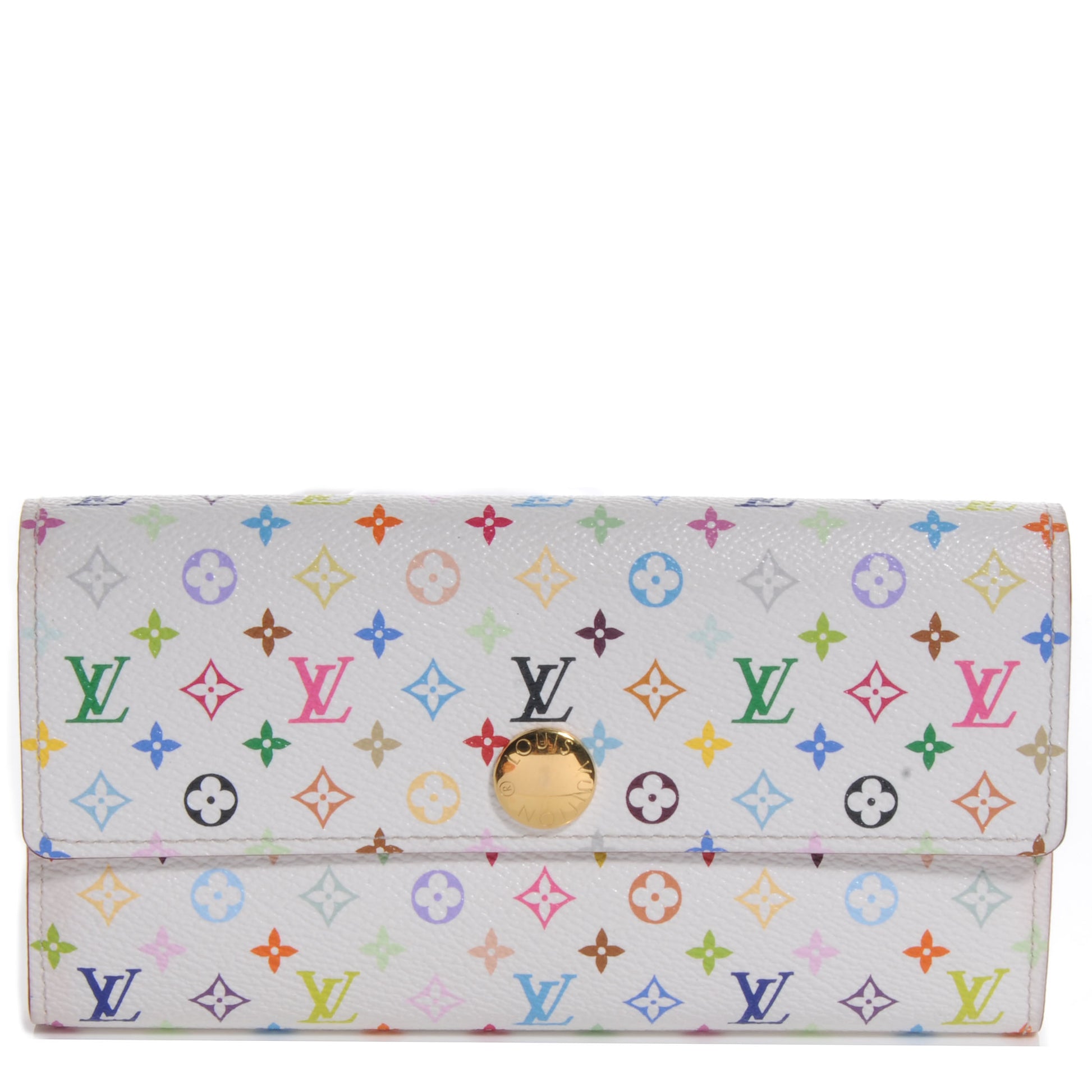 Louis Vuitton Monogram Multicolor Sarah Wallet White Orange 1 of 9