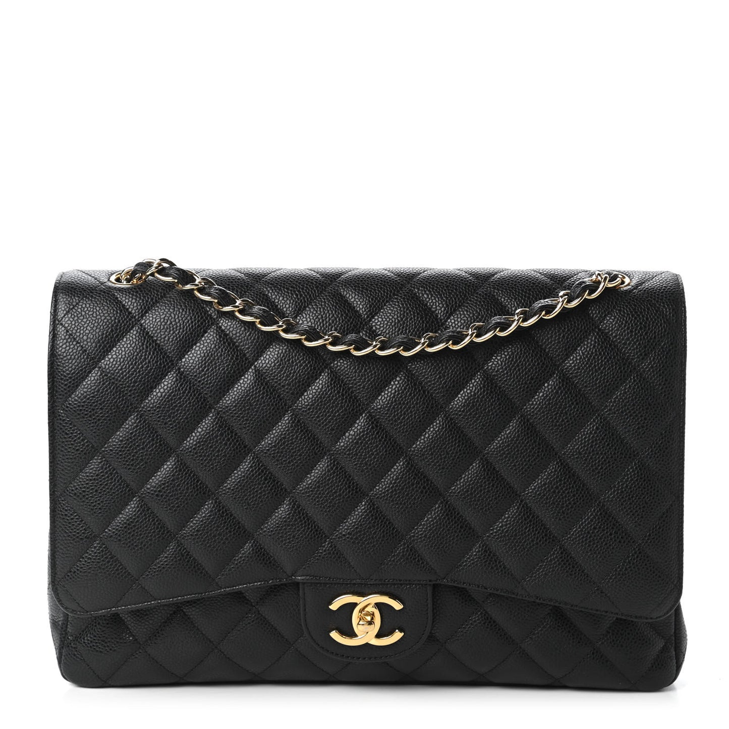 Caviar Quilted Maxi Double Flap Black
