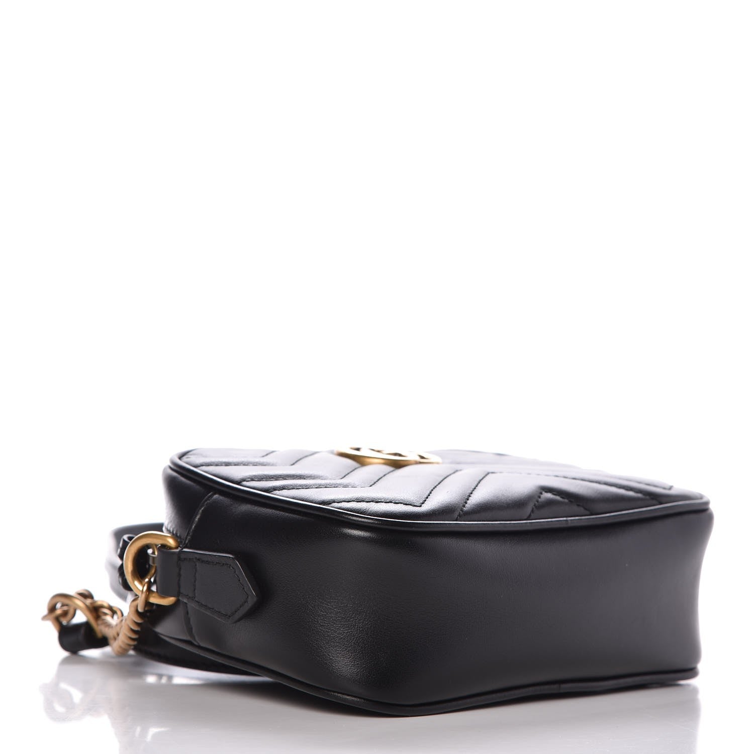 Gucci Calfskin Matelasse Mini GG Marmont Chain Shoulder Bag Black 4 of 7