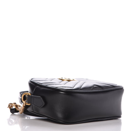 Gucci Calfskin Matelasse Mini GG Marmont Chain Shoulder Bag Black 4 of 7