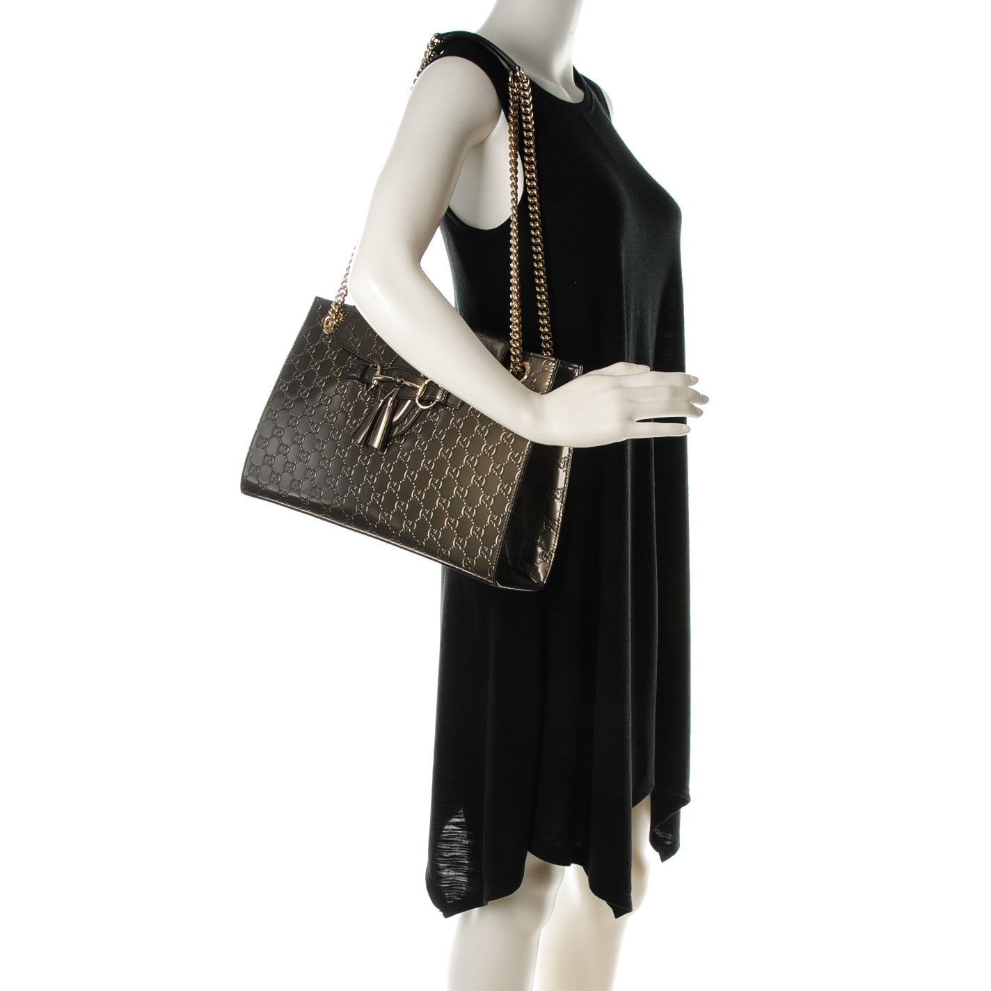 Shine Guccissima Large Emily Chain Shoulder Bag Sasso