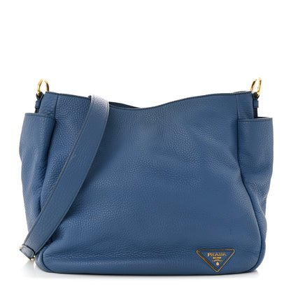 Prada Vitello Daino Double Pocket Hobo Cobalto 1 of 16