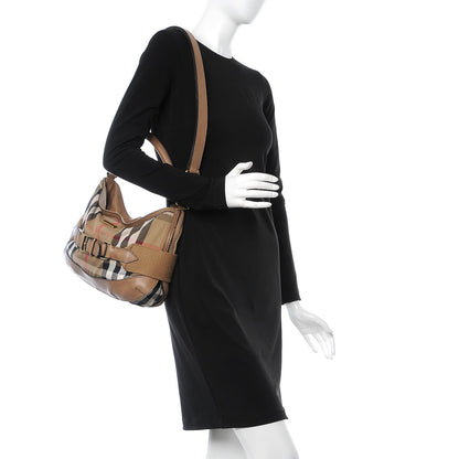 Burberry Vintage Leather House Check Medium Creighton Hobo Dark Stone 3 of 28