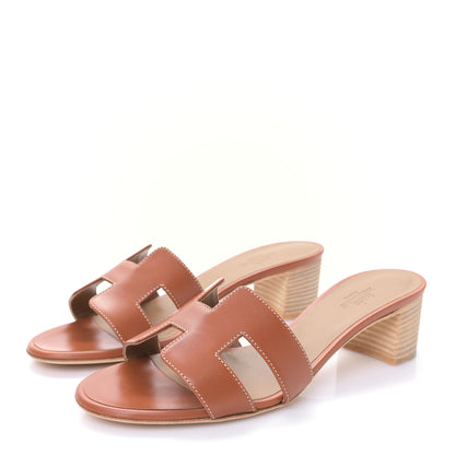 Hermes Calfskin Oasis Sandals 37 Gold 4 of 9